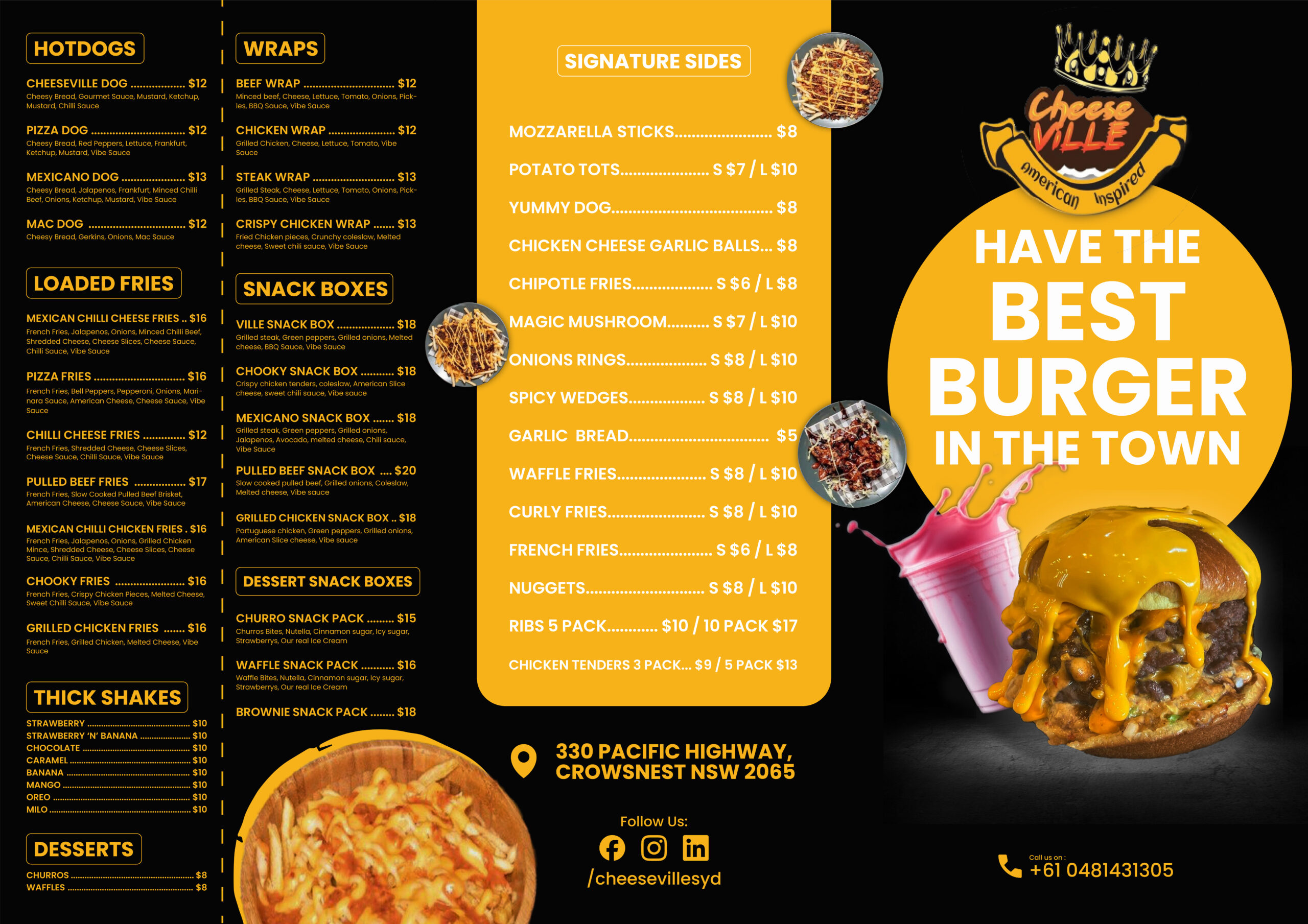 Cheeseville Menu Card